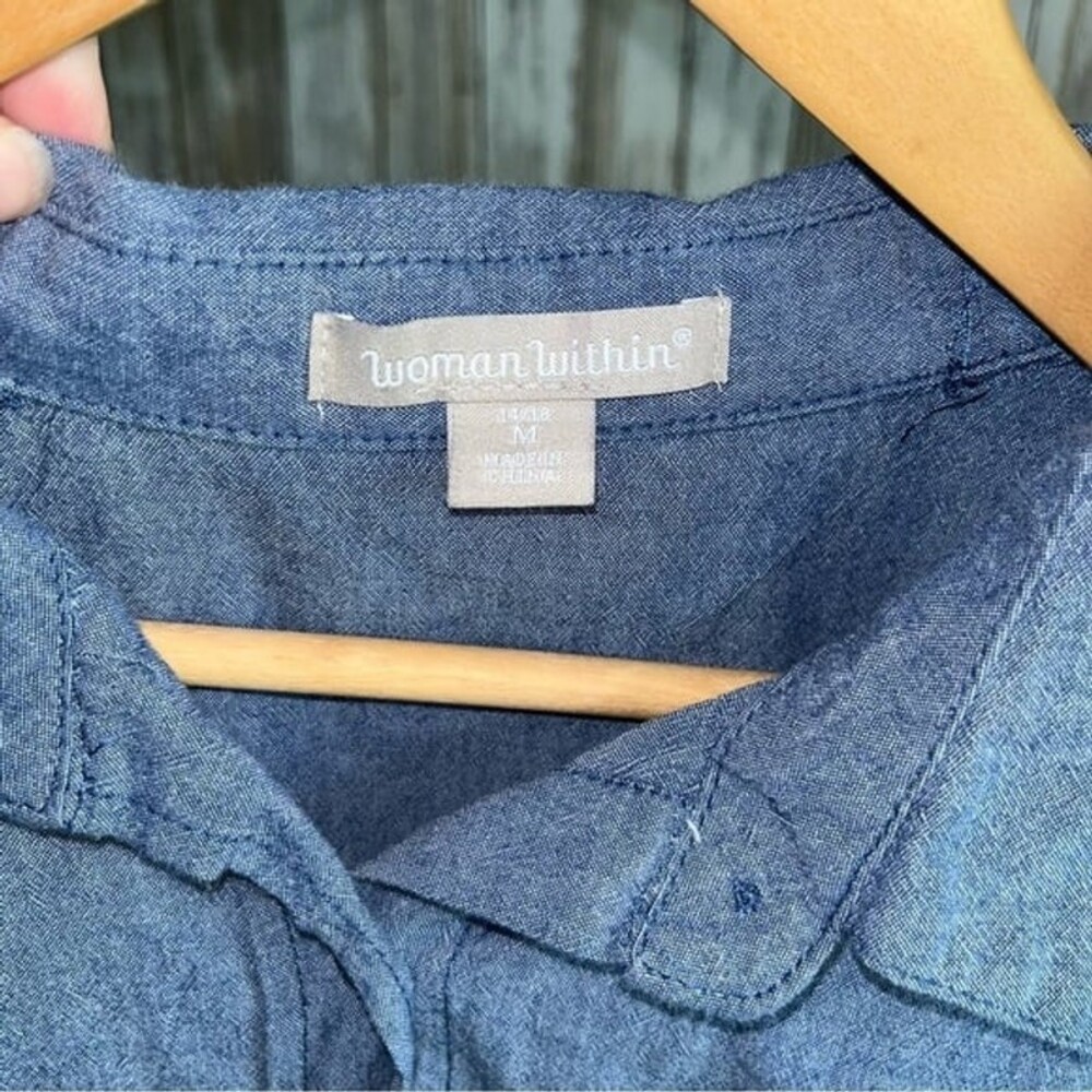 Woman Within Denim Chambray Button Down Size 14/16 - Picture 5 of 5
